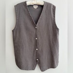LINDA LUNDSTROM Vintage Oversized Button Front Vest Made Canada Lagenlook Layer